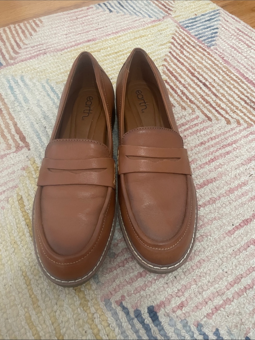 Earth Brown Leather Penny Loafers